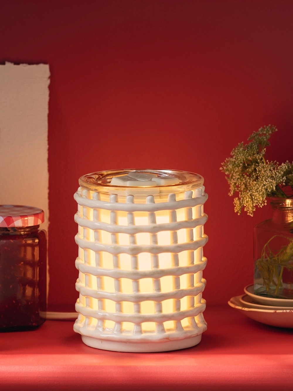 Scentsy COTTAGE WEAVE Wax Warmer Farmers Market Basket Texture Ceramic NIB